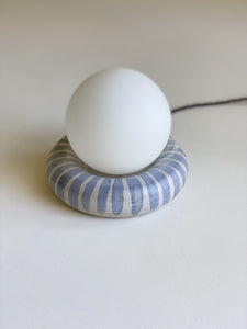 Bespoke Hoop Globe Lamp - indigo stripe