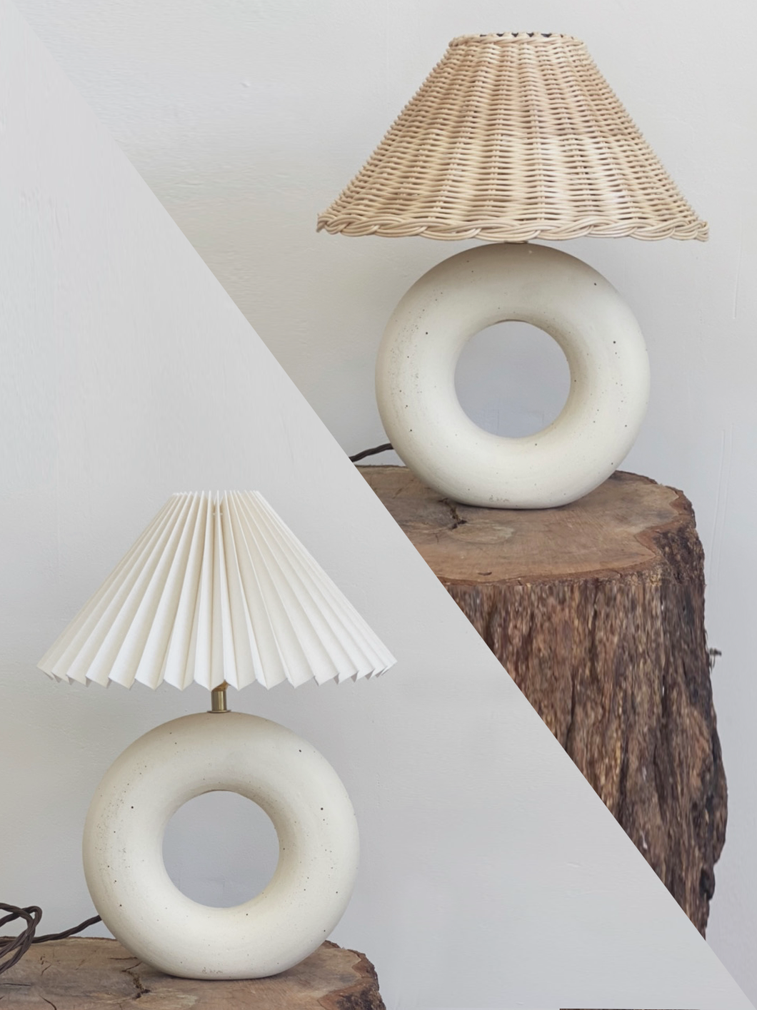 Bespoke Hoop Lamp 73 - toi toi raw- rattan or linen shade